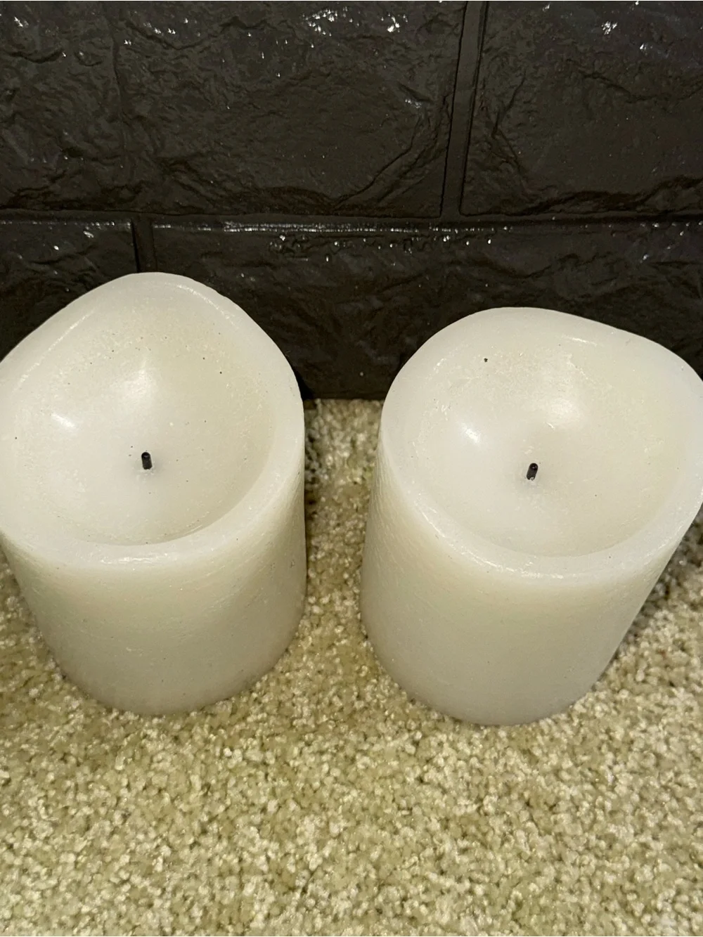 Place & Time off white LED flameless wax candle AA batteries operated
